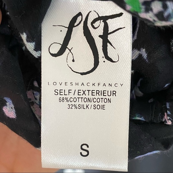 LoveShackFancy Black Ruffle Popover Floral blouse in Black Jardin Size Small - Picture 10 of 14